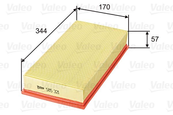 VALEO 585321 Air filter 55mm, 169mm, 343mm, Filter Insert