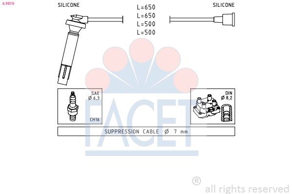 FACET 4.9819 Ignition Cable Kit Made in Italy - OE Equivalent