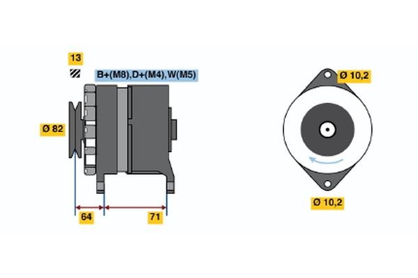 N1 (R) 28V 10/80A BOSCH 28V, 80A, excl. vacuum pump, Ø 82 mm Generator 0 120 468 116 buy