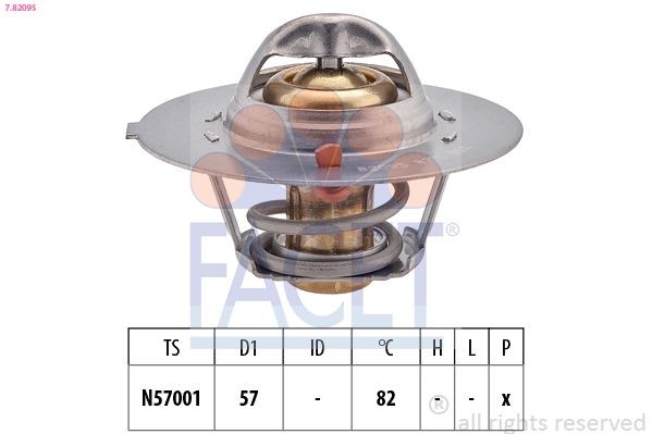 EPS 1.880.209S FACET Opening Temperature: 82°C, 57mm, Made in Italy - OE Equivalent, without gasket/seal D1: 57mm Thermostat, coolant 7.8209S buy