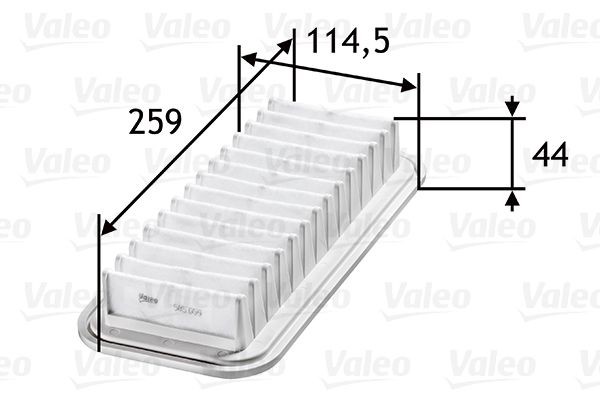 VALEO 42mm, 115mm, 259mm, Filter Insert Length: 259mm, Width: 115mm, Height: 42mm Engine air filter 585059 buy