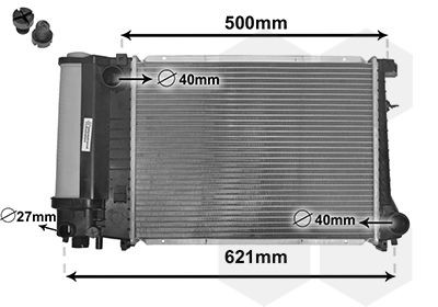 VAN WEZEL 06002135 Engine radiator Aluminium, 440 x 327 x 33 mm, *** IR PLUS ***, with sealing plug, Brazed cooling fins
