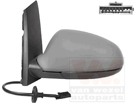 VAN WEZEL 3749817 Wing mirror Left, primed, Complete Mirror, Aspherical, for electric mirror adjustment, Electronically foldable, Heatable