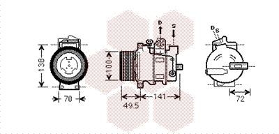VAN WEZEL 3000K476 Air conditioning compressor 12V, PAG 46, R 134a
