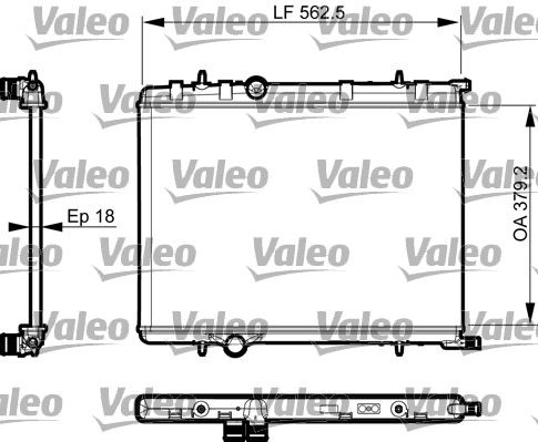 VALEO 735496 Engine radiator Aluminium, 379 x 563 x 18 mm, Mechanically jointed cooling fins