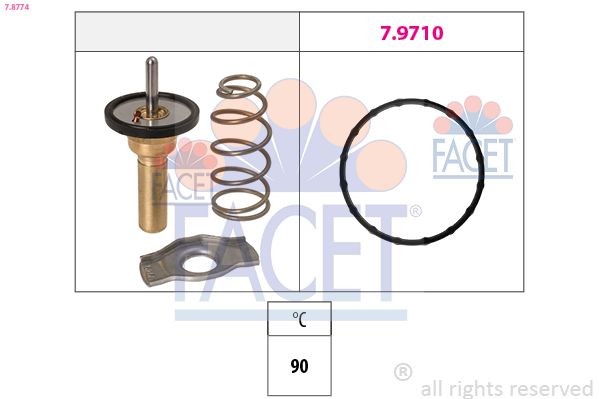 7.8774 FACET Coolant thermostat PORSCHE Opening Temperature: 90°C, Made in Italy - OE Equivalent