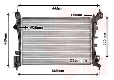 09002261 VAN WEZEL Radiators PEUGEOT Aluminium, 540 x 377 x 23 mm, Mechanically jointed cooling fins