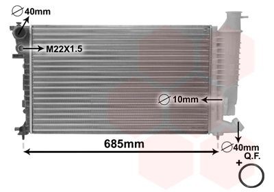 VAN WEZEL Aluminium, 610 x 366 x 34 mm, *** IR PLUS ***, with seal, Mechanically jointed cooling fins Radiator 09002108 buy