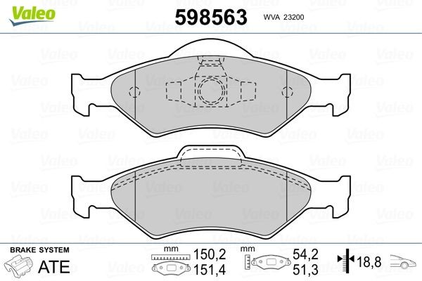 Ford FIESTA Disk brake pads 7134587 VALEO 598563 online buy