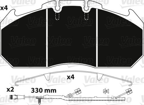 29131 VALEO OPTIPACK, incl. wear warning contact, with integrated wear warning contact, without bolts/screws Height: 117,9mm, Width: 249mm, Thickness: 30mm Brake pads 882219 buy