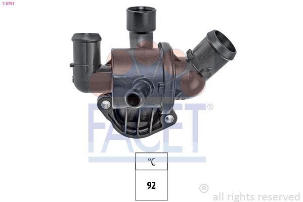 FACET 7.8791 Engine thermostat Opening Temperature: 92°C, Made in Italy - OE Equivalent, with seal