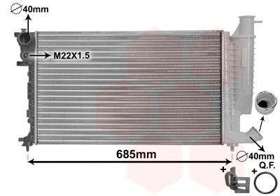 VAN WEZEL 09002155 Engine radiator Aluminium, 610 x 377 x 23 mm, *** IR PLUS ***, with accessories, Mechanically jointed cooling fins
