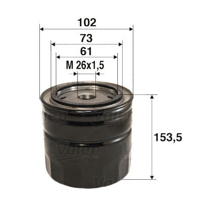 VALEO M26x1.5, Spin-on Filter Inner Diameter 2: 73, 61mm, Ø: 102mm, Height: 154mm Oil filters 586085 buy