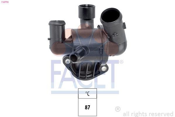 FACET 7.8770 Engine thermostat Opening Temperature: 87°C, Made in Italy - OE Equivalent, with seal