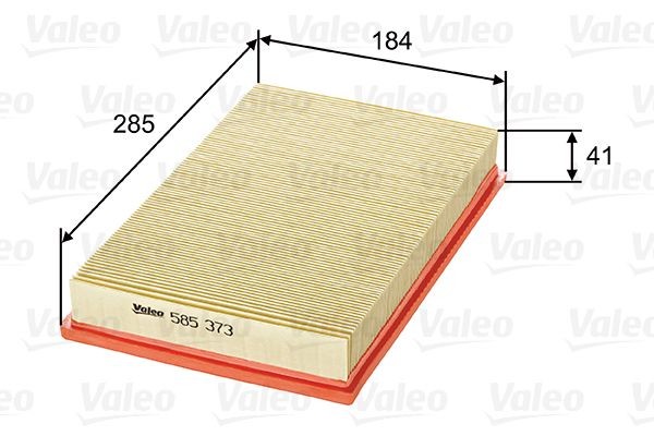 VALEO 41mm, 184mm, 285mm, Filter Insert Length: 285mm, Width: 184mm, Height: 41mm Engine air filter 585373 buy
