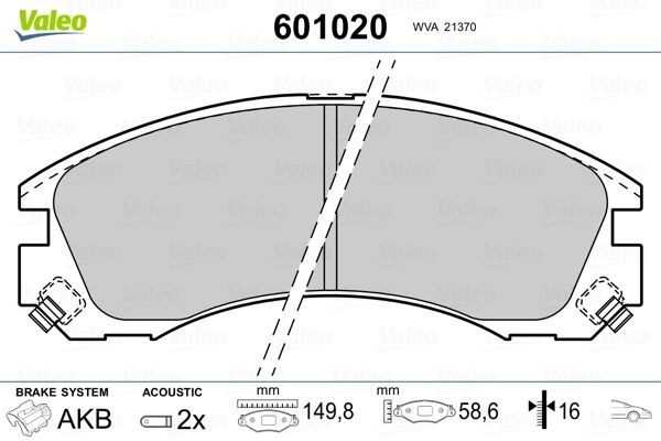 Mitsubishi GALLOPER Brake pad set VALEO 601020 cheap