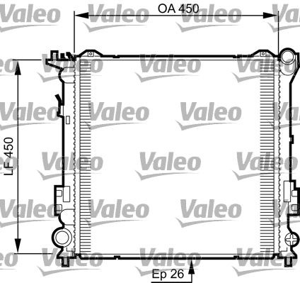 VALEO 735504 Engine radiator Aluminium, 450 x 450 x 26 mm, Brazed cooling fins