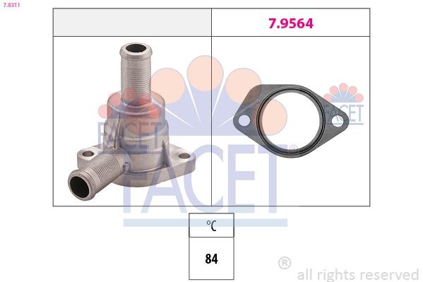 FACET 7.8311 Engine thermostat Opening Temperature: 84°C, Made in Italy - OE Equivalent