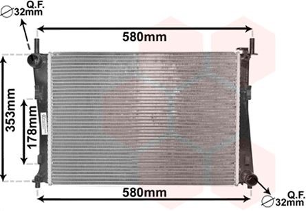 VAN WEZEL 18002325 Engine radiator Aluminium, 500 x 341 x 17 mm, Mechanically jointed cooling fins