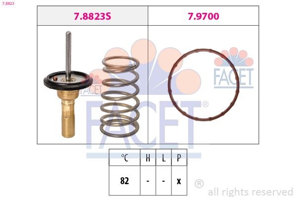 7.8823 FACET Coolant thermostat DAIHATSU Opening Temperature: 82°C, Made in Italy - OE Equivalent, with seal