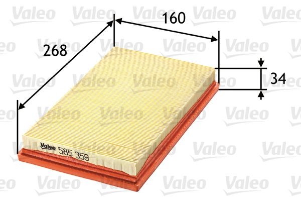 VALEO 585359 Air filter 35mm, 160mm, 280mm, Filter Insert