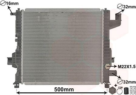 VAN WEZEL 43002262 Engine radiator Aluminium, 430 x 385 x 20 mm, *** IR PLUS ***, with accessories, Brazed cooling fins