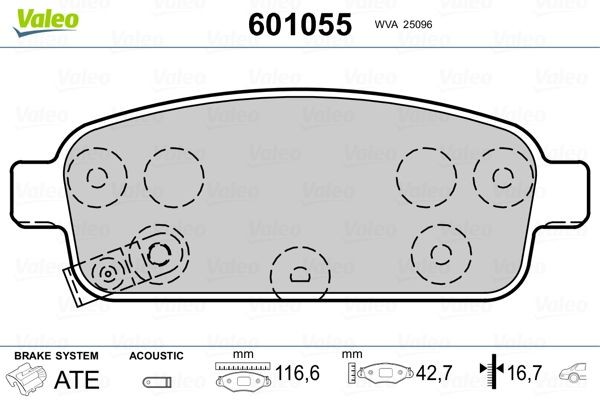 Opel ASTRA Disk brake pads 7141546 VALEO 601055 online buy