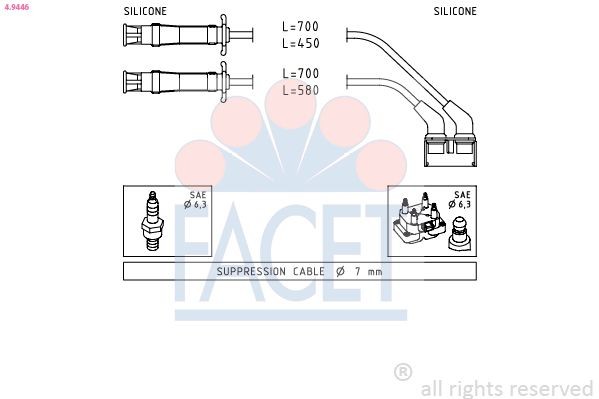 EPS 1.501.446 FACET 4.9446 Ignition Cable Kit 134464