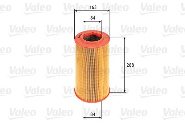 VALEO 585614 Air filter 286mm, 163mm, Filter Insert