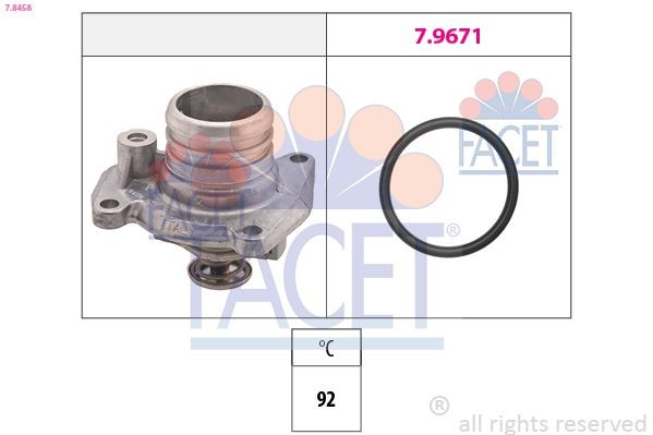 FACET 7.8458 Engine thermostat Opening Temperature: 92°C, Made in Italy - OE Equivalent, Integrated housing