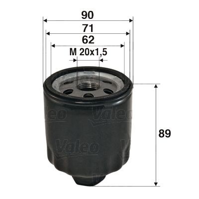 VALEO M20x1.5, Spin-on Filter Inner Diameter 2: 71, 62mm, Ø: 89mm, Height: 91mm Oil filters 586004 buy