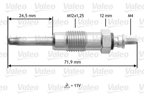 D5EM140 VALEO 11V M12X1,25, 71,9 mm, 22 Nm Total Length: 71,9mm, Thread Size: M12X1,25 Glow plugs 345140 buy