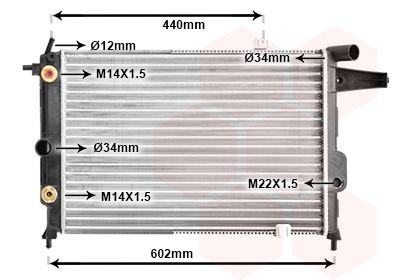 VAN WEZEL Aluminium, 540 x 378 x 23 mm, Mechanically jointed cooling fins Radiator 37002120 buy