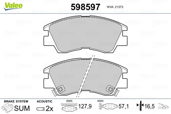 VALEO 598597 Brake pad set Front Axle, incl. wear warning contact, without anti-squeak plate