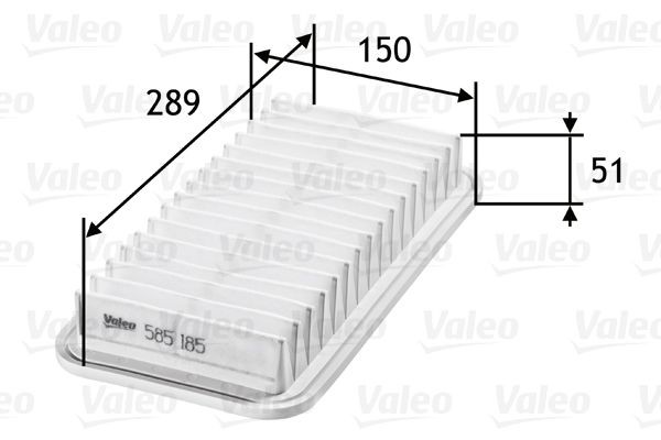 VALEO 56mm, 149mm, 287mm, Filter Insert Length: 287mm, Width: 149mm, Height: 56mm Engine air filter 585185 buy