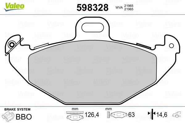 VALEO 598328 Brake pad set Rear Axle, excl. wear warning contact, without bolts/screws, without anti-squeak plate