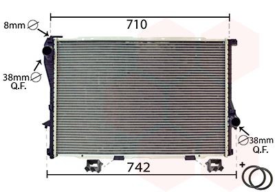 VAN WEZEL 06002233 Engine radiator Aluminium, 650 x 437 x 32 mm, *** IR PLUS ***, with accessories, with holder, with gaskets/seals, Brazed cooling fins