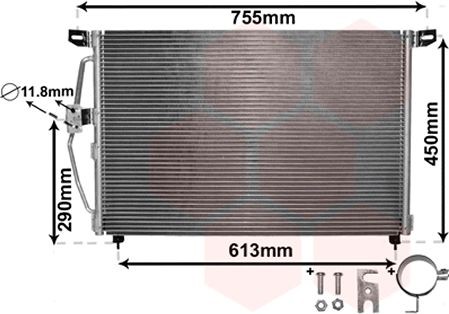 VAN WEZEL 37005228 Air conditioning condenser with accessories, without dryer, *** IR PLUS ***, 11,8mm, 11,8mm, Aluminium, 670mm