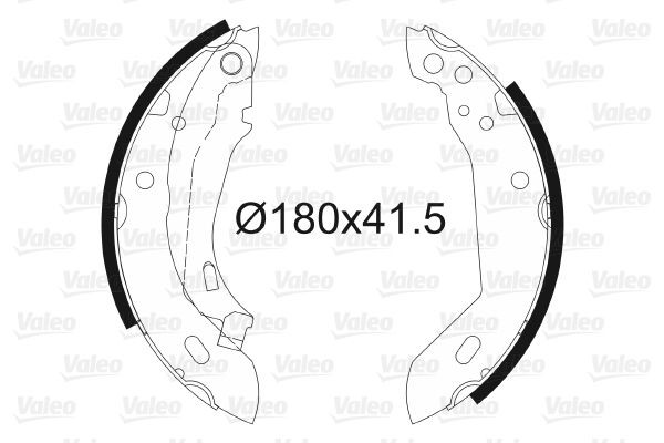 VALEO 562033 Brake Shoe Set Rear Axle, 180 x 40 mm, without wheel brake cylinder