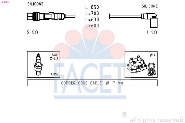 EPS 1.501.601 FACET 4.9601 Ignition Cable Kit 030905430Q+