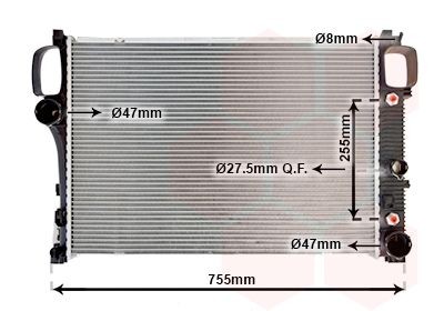 30002447 VAN WEZEL Radiators MERCEDES-BENZ Aluminium, 640 x 451 x 34 mm, with oil cooler, Brazed cooling fins