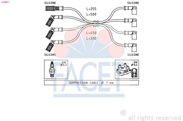 EPS 1.500.887 FACET Weber SPi 4.8887 Ignition Cable Kit 7745367