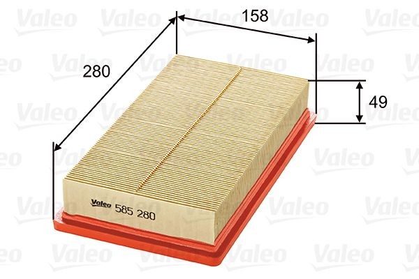 VALEO 585280 Air filter 49mm, 158mm, 280mm, Filter Insert