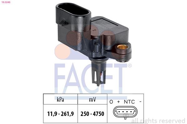 EPS 1.993.245 FACET Pressure from 12 kPa, Pressure to 262 kPa, Made in Italy - OE Equivalent Air Pressure Sensor, height adaptation 10.3245 buy
