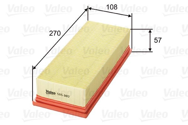 VALEO 57mm, 108mm, 268mm, Filter Insert Length: 268mm, Width: 108mm, Height: 57mm Engine air filter 585082 buy