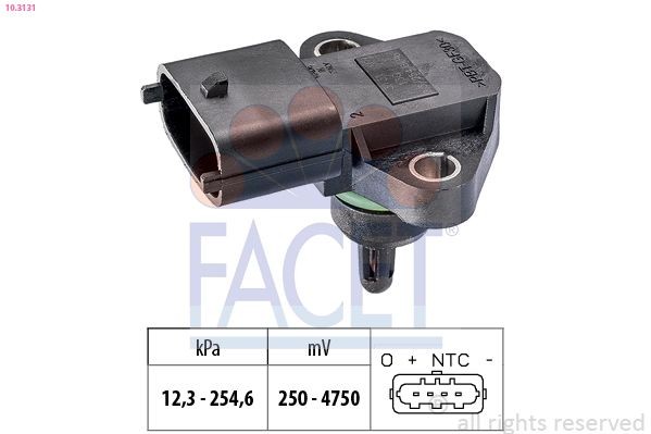 FACET 10.3131 Air Pressure Sensor, height adaptation Pressure from 12 kPa, Pressure to 255 kPa, Made in Italy - OE Equivalent