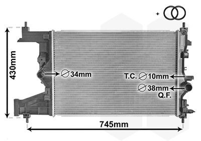 37002484 VAN WEZEL Radiators CHEVROLET Aluminium, 580 x 395 x 16 mm, Brazed cooling fins