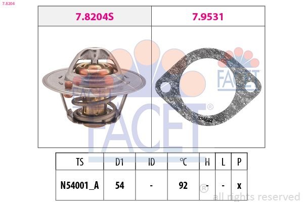 Original FACET EPS 1.880.204 Thermostat 7.8204 for FORD FIESTA