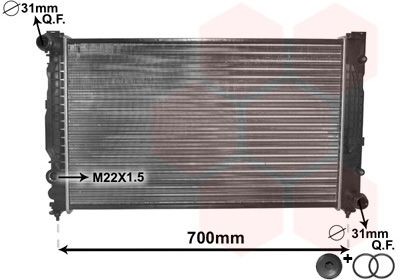 VAN WEZEL 03002124 Engine radiator Aluminium, 630 x 415 x 35 mm, *** IR PLUS ***, with seal, with sealing plug, Mechanically jointed cooling fins
