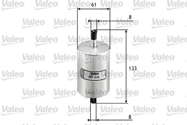 VALEO 587010 Filtro carburante Filtro per condotti/circuiti, 8mm, 8mm